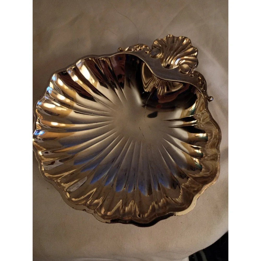 Leonard Silver Plated Shell Dish Vintage Footed Scalloped Catchall Tray Japan